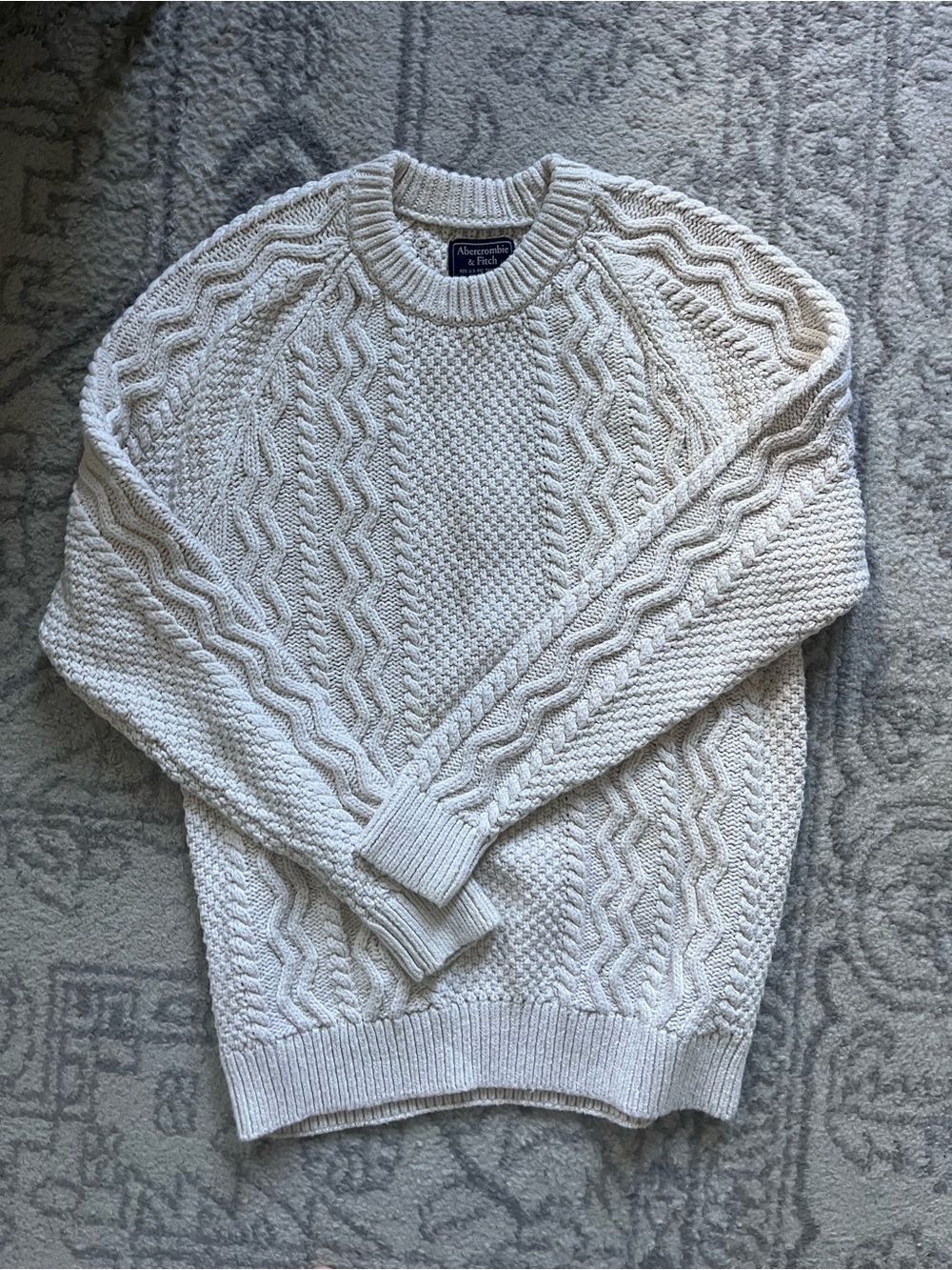 Abercrombie & Fitch Cream Cable-Knit Crewneck Sweater